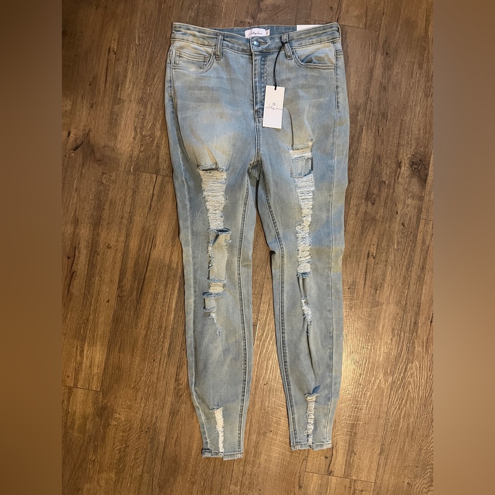 Jelly Jeans by Cello NWT 13 Distressed Light Blue Women's Skinny Jeans